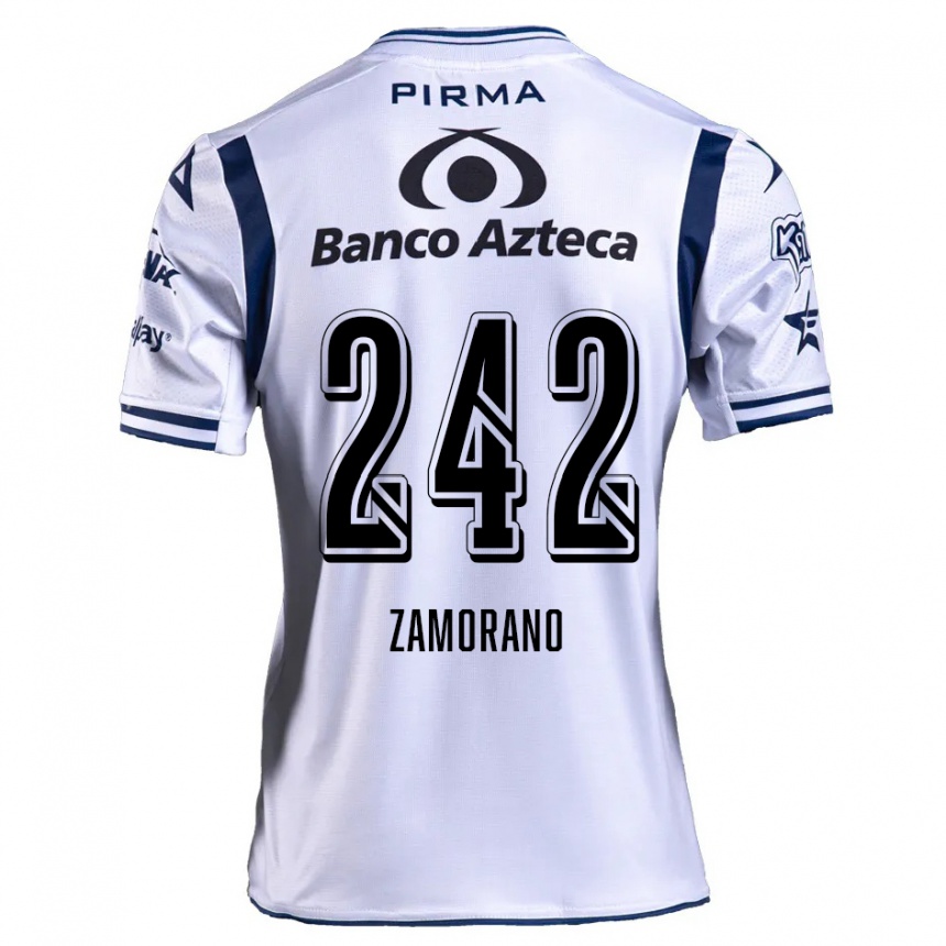 Vaikiškas Leonardo Zamorano #242 Balta Tamsiai Mėlyna Namų Marškinėliai 2024/25 T-Shirt