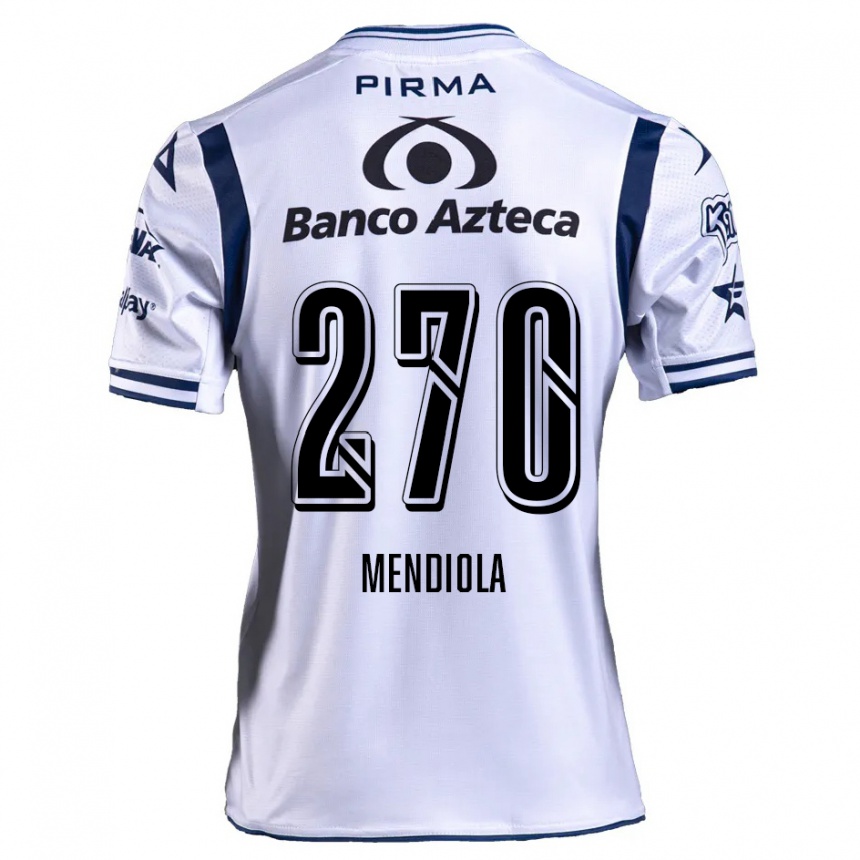 Vaikiškas Carlos Mendiola #270 Balta Tamsiai Mėlyna Namų Marškinėliai 2024/25 T-Shirt