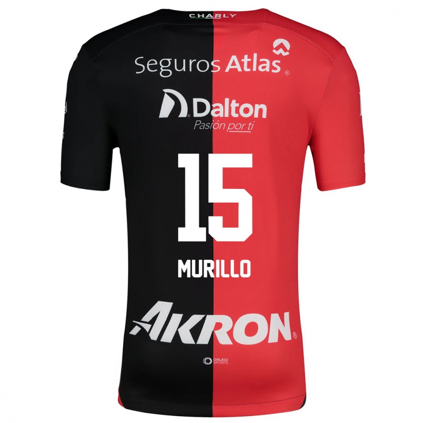 Vaikiškas Jhon Murillo #15 Raudona Juoda Namų Marškinėliai 2024/25 T-Shirt