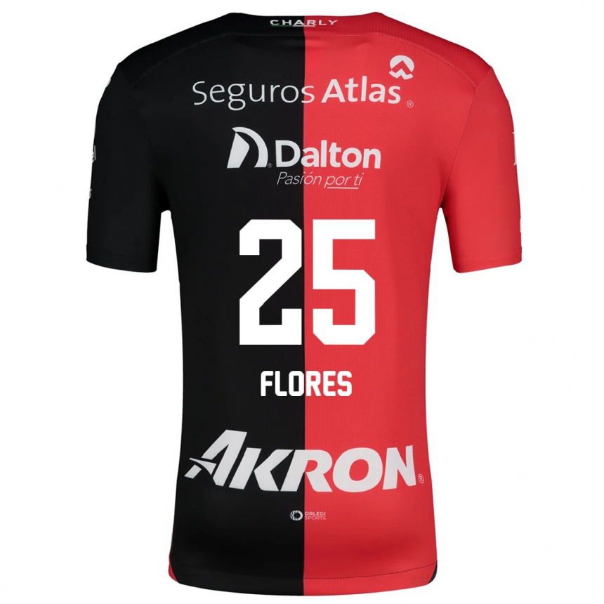 Vaikiškas Leonardo Flores #25 Raudona Juoda Namų Marškinėliai 2024/25 T-Shirt