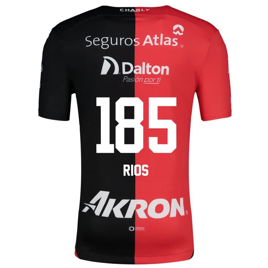 Vaikiškas Víctor Ríos #185 Raudona Juoda Namų Marškinėliai 2024/25 T-Shirt