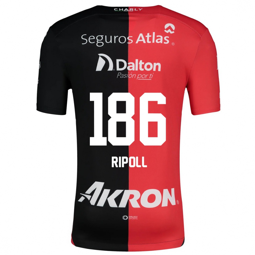 Vaikiškas Alonso Ripoll #186 Raudona Juoda Namų Marškinėliai 2024/25 T-Shirt