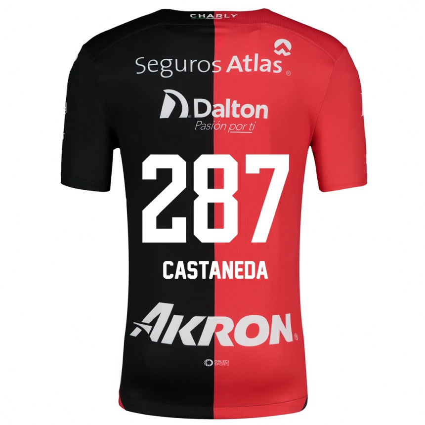 Vaikiškas Mariano Castañeda #287 Raudona Juoda Namų Marškinėliai 2024/25 T-Shirt