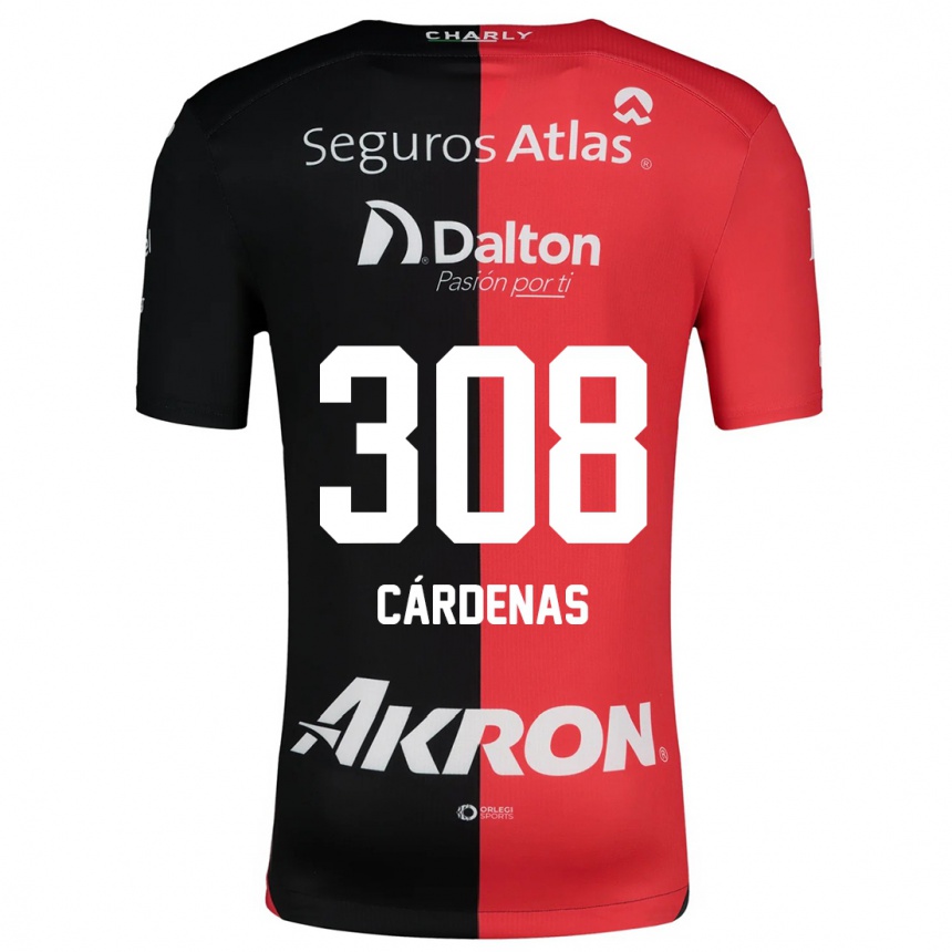 Vaikiškas Rodrigo Cárdenas #308 Raudona Juoda Namų Marškinėliai 2024/25 T-Shirt