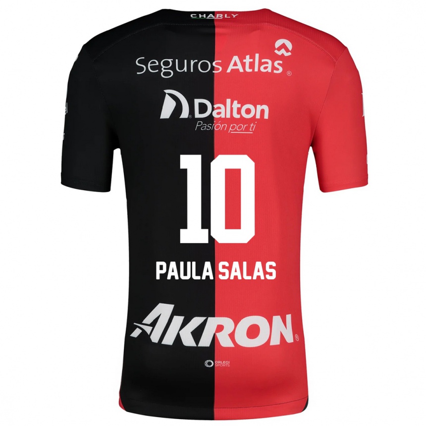 Vaikiškas María Paula Salas #10 Raudona Juoda Namų Marškinėliai 2024/25 T-Shirt