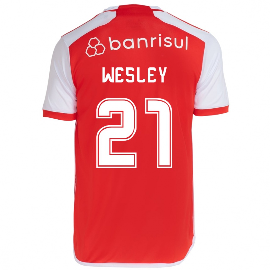 Vaikiškas Wesley #21 Raudona Balta Namų Marškinėliai 2024/25 T-Shirt