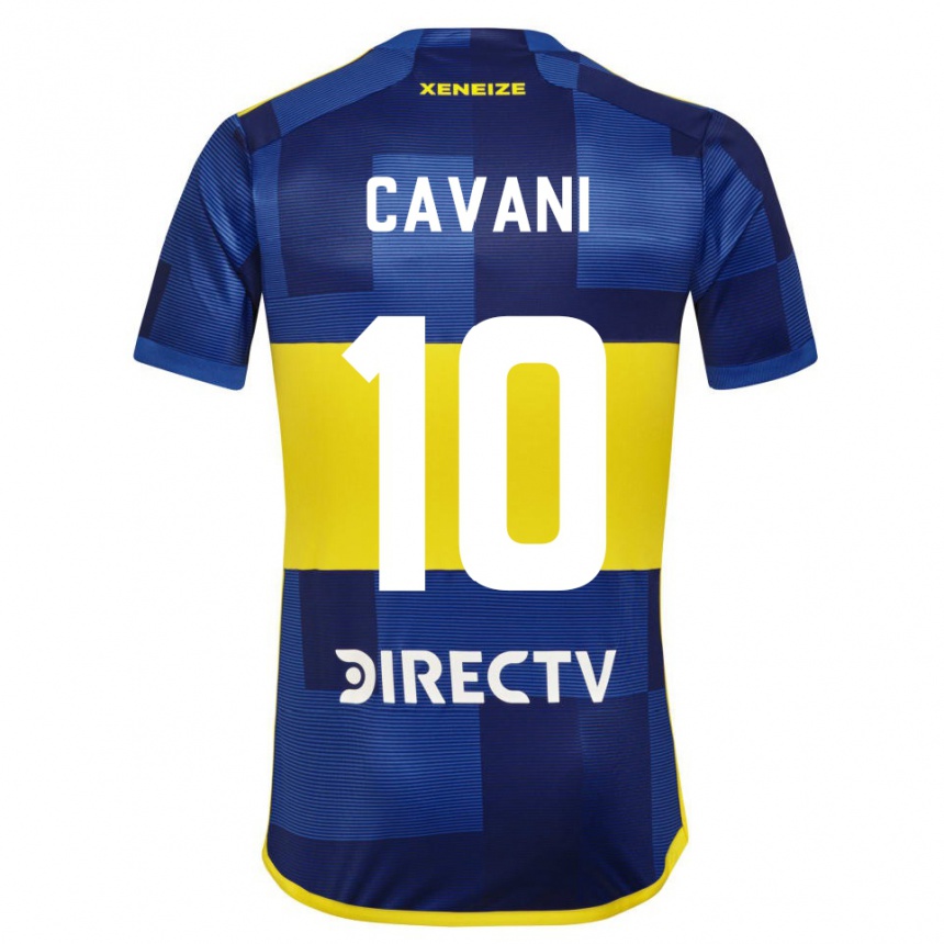 Vaikiškas Edinson Cavani #10 Mėlyna Geltona Namų Marškinėliai 2024/25 T-Shirt