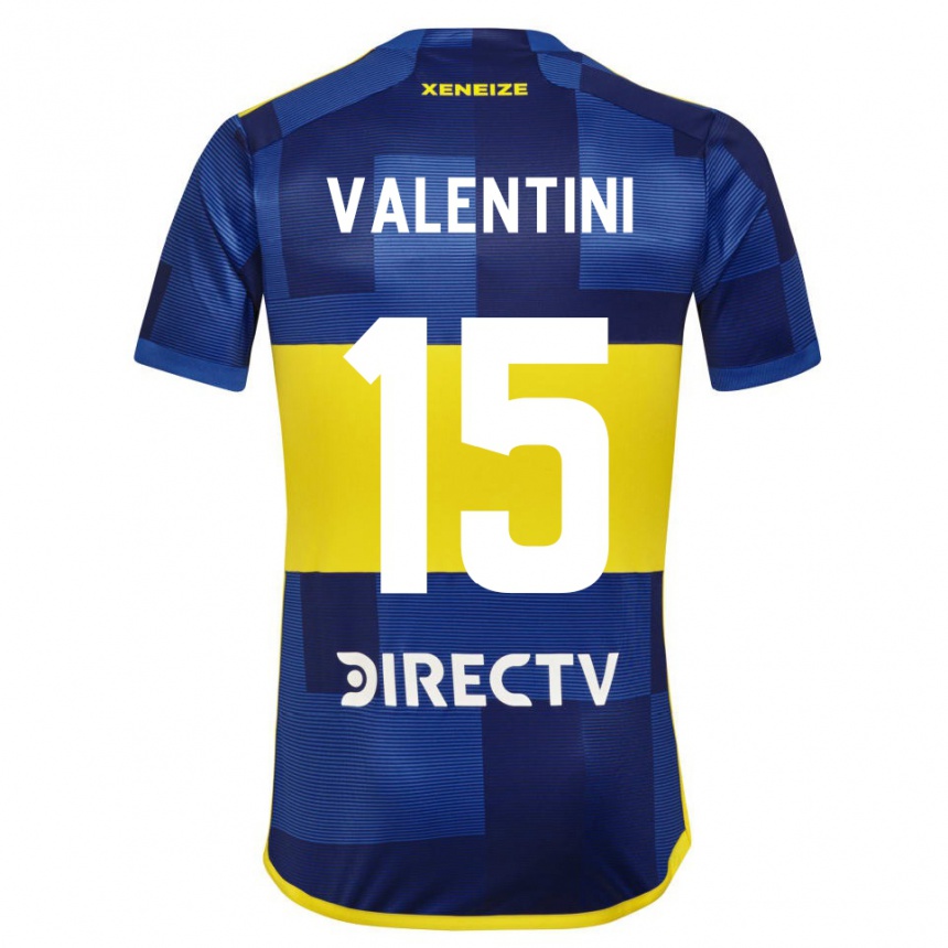 Vaikiškas Nicolás Valentini #15 Mėlyna Geltona Namų Marškinėliai 2024/25 T-Shirt