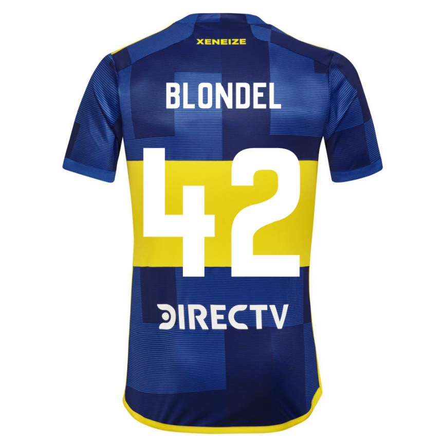 Vaikiškas Lucas Blondel #42 Mėlyna Geltona Namų Marškinėliai 2024/25 T-Shirt