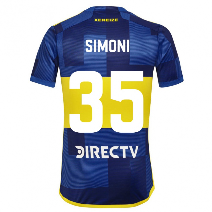 Vaikiškas Valentino Simoni #35 Mėlyna Geltona Namų Marškinėliai 2024/25 T-Shirt