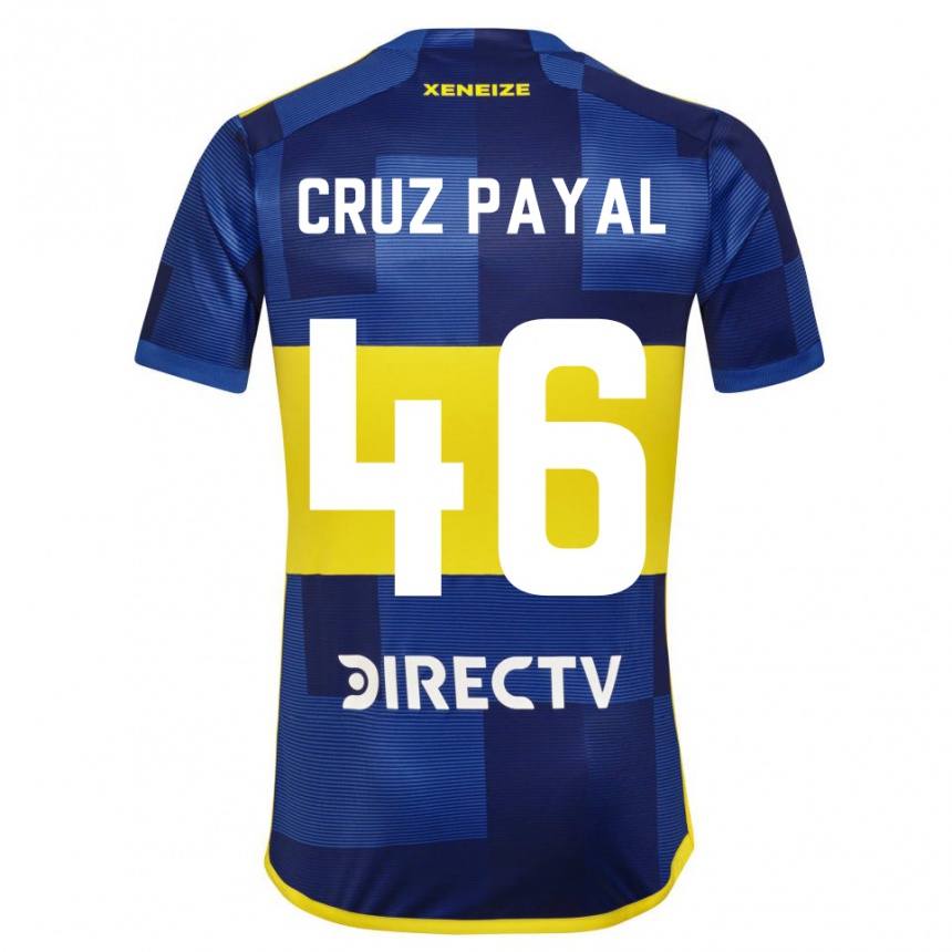 Vaikiškas Juan Cruz Payal #46 Mėlyna Geltona Namų Marškinėliai 2024/25 T-Shirt