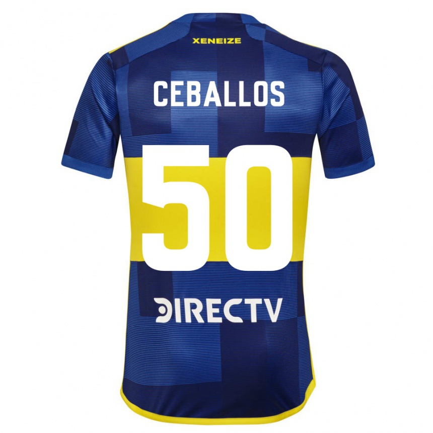 Vaikiškas Julián Ceballos #50 Mėlyna Geltona Namų Marškinėliai 2024/25 T-Shirt