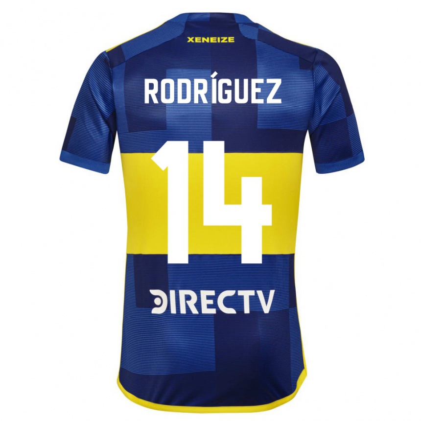 Vaikiškas Isaías Rodríguez #14 Mėlyna Geltona Namų Marškinėliai 2024/25 T-Shirt