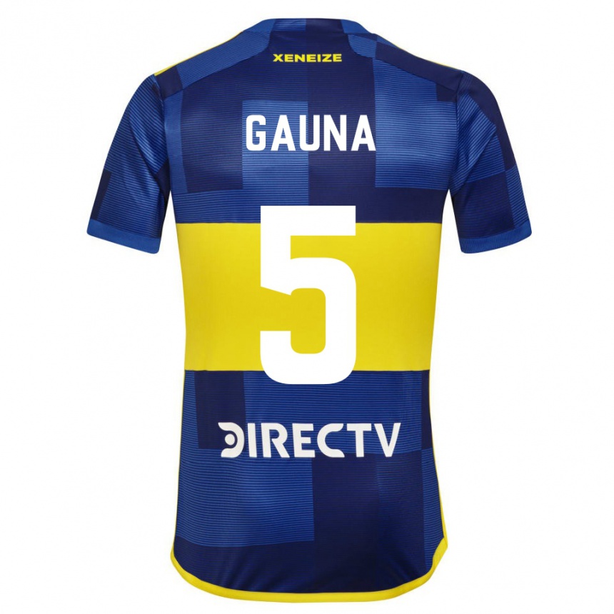 Vaikiškas Santiago Gauna #5 Mėlyna Geltona Namų Marškinėliai 2024/25 T-Shirt