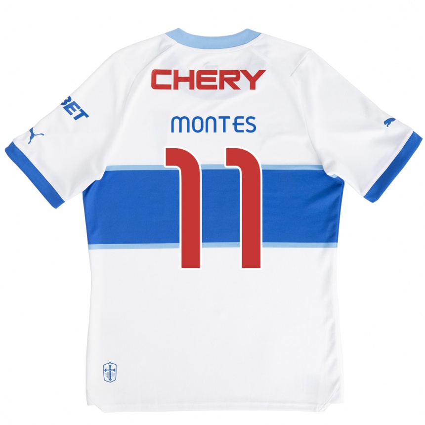 Vaikiškas Clemente Montes #11 Balta Mėlyna Namų Marškinėliai 2024/25 T-Shirt