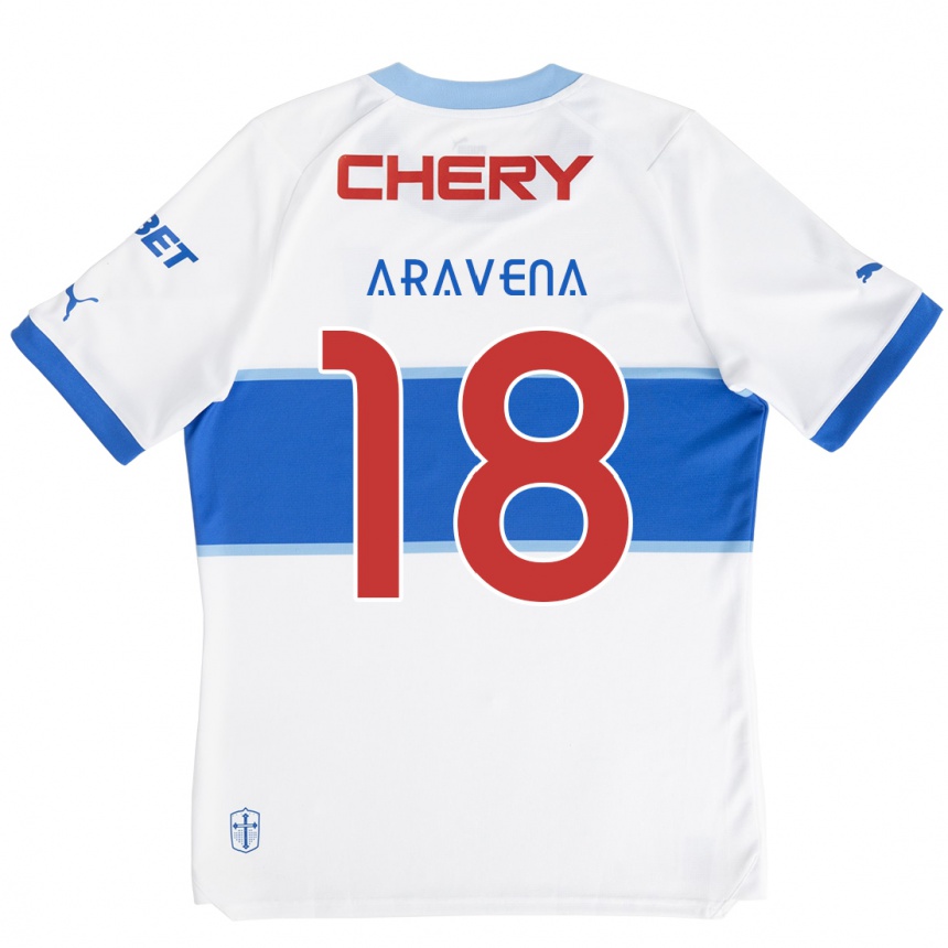 Vaikiškas Alexander Aravena #18 Balta Mėlyna Namų Marškinėliai 2024/25 T-Shirt