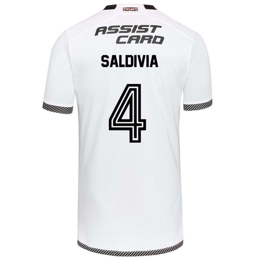 Vaikiškas Alan Saldivia #4 Balta Juoda Namų Marškinėliai 2024/25 T-Shirt