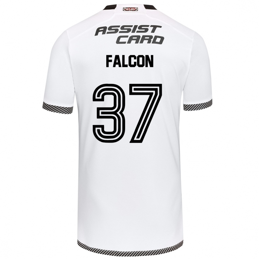 Vaikiškas Maximiliano Falcón #37 Balta Juoda Namų Marškinėliai 2024/25 T-Shirt