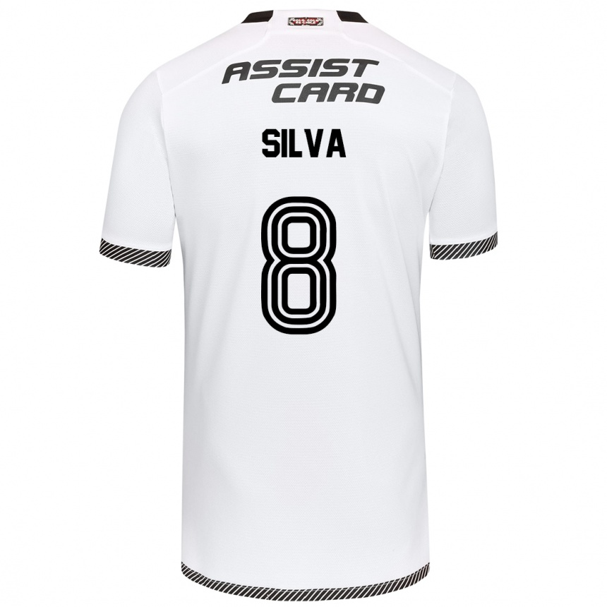 Vaikiškas Bastián Silva #8 Balta Juoda Namų Marškinėliai 2024/25 T-Shirt