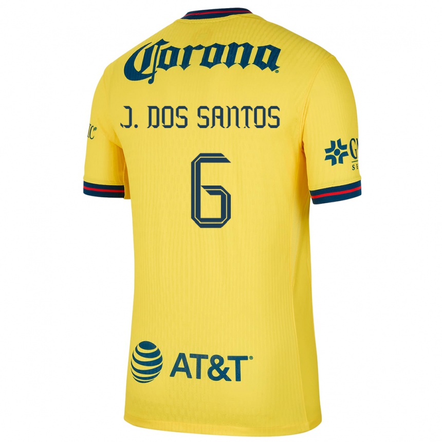 Vaikiškas Jonathan Dos Santos #6 Geltona Mėlyna Namų Marškinėliai 2024/25 T-Shirt