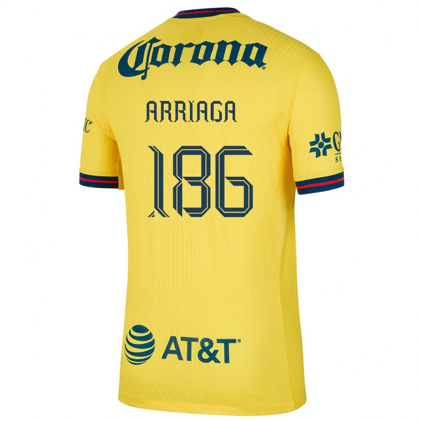 Vaikiškas Diego Arriaga #186 Geltona Mėlyna Namų Marškinėliai 2024/25 T-Shirt