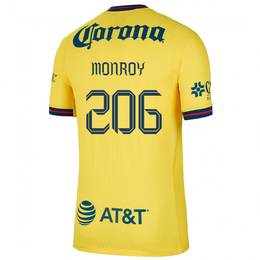 Vaikiškas Diego Monroy #206 Geltona Mėlyna Namų Marškinėliai 2024/25 T-Shirt