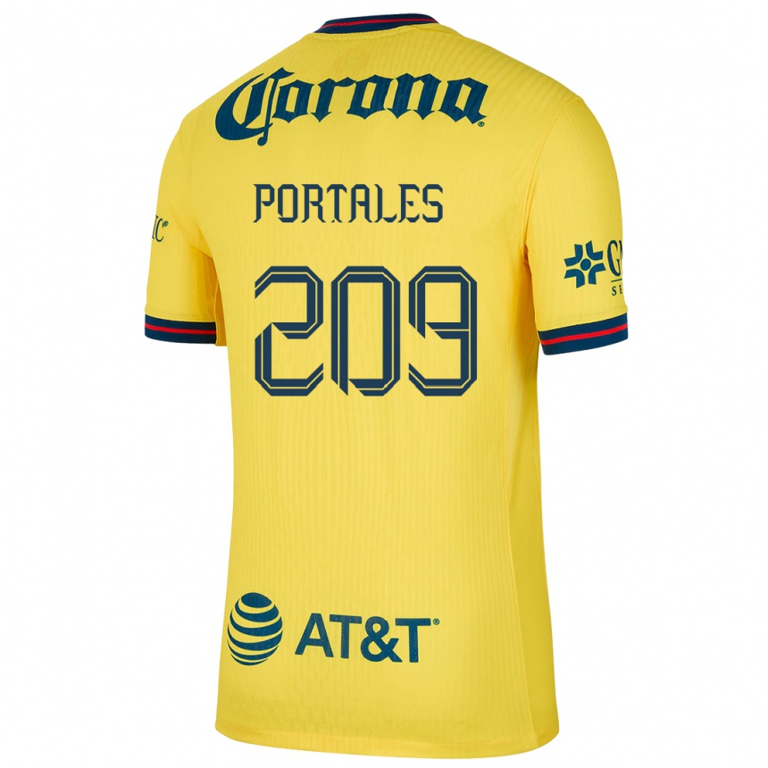 Vaikiškas Walter Portales #209 Geltona Mėlyna Namų Marškinėliai 2024/25 T-Shirt