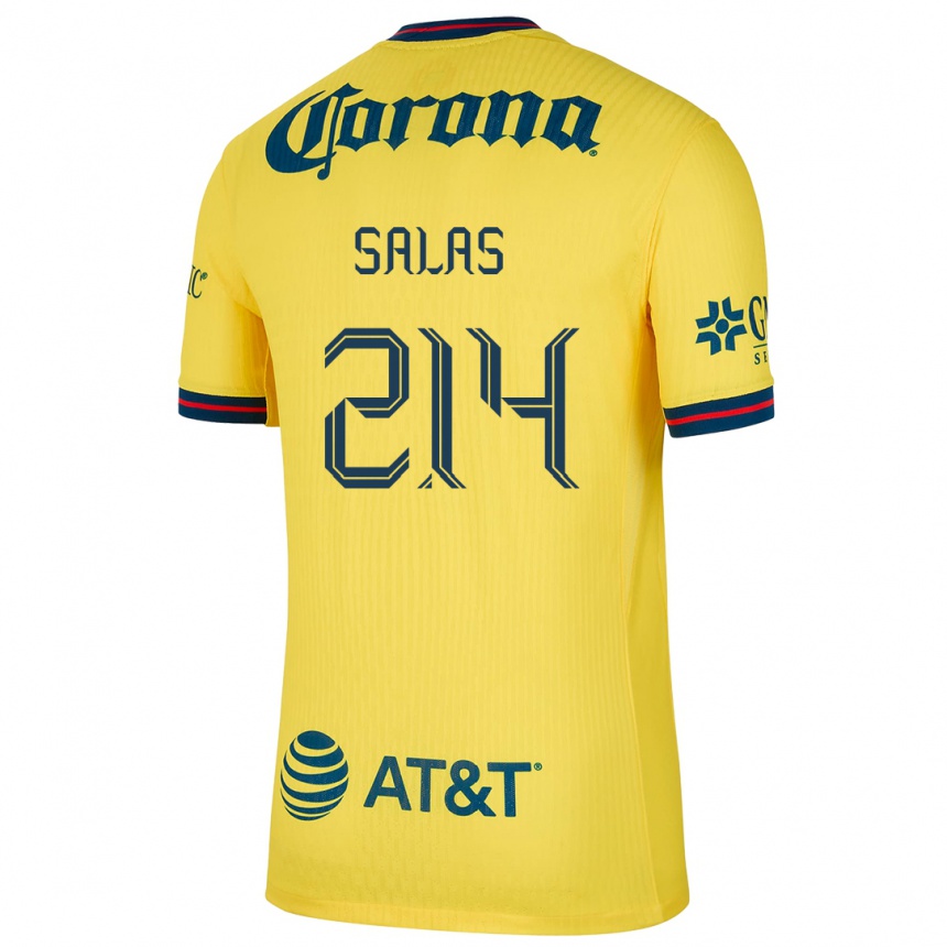 Vaikiškas Patricio Salas #214 Geltona Mėlyna Namų Marškinėliai 2024/25 T-Shirt