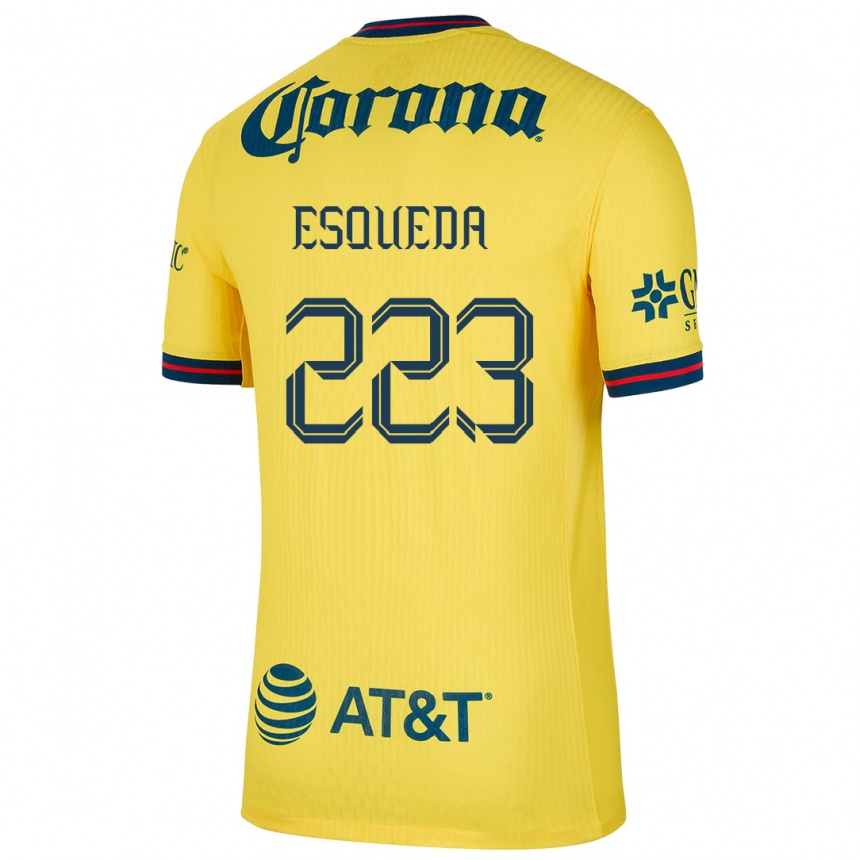 Vaikiškas Diego Esqueda #223 Geltona Mėlyna Namų Marškinėliai 2024/25 T-Shirt