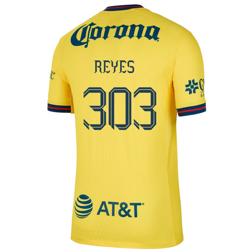 Vaikiškas Diego Reyes #303 Geltona Mėlyna Namų Marškinėliai 2024/25 T-Shirt