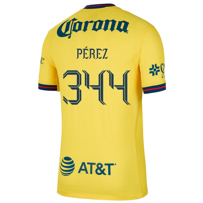 Vaikiškas Froylan Pérez #344 Geltona Mėlyna Namų Marškinėliai 2024/25 T-Shirt