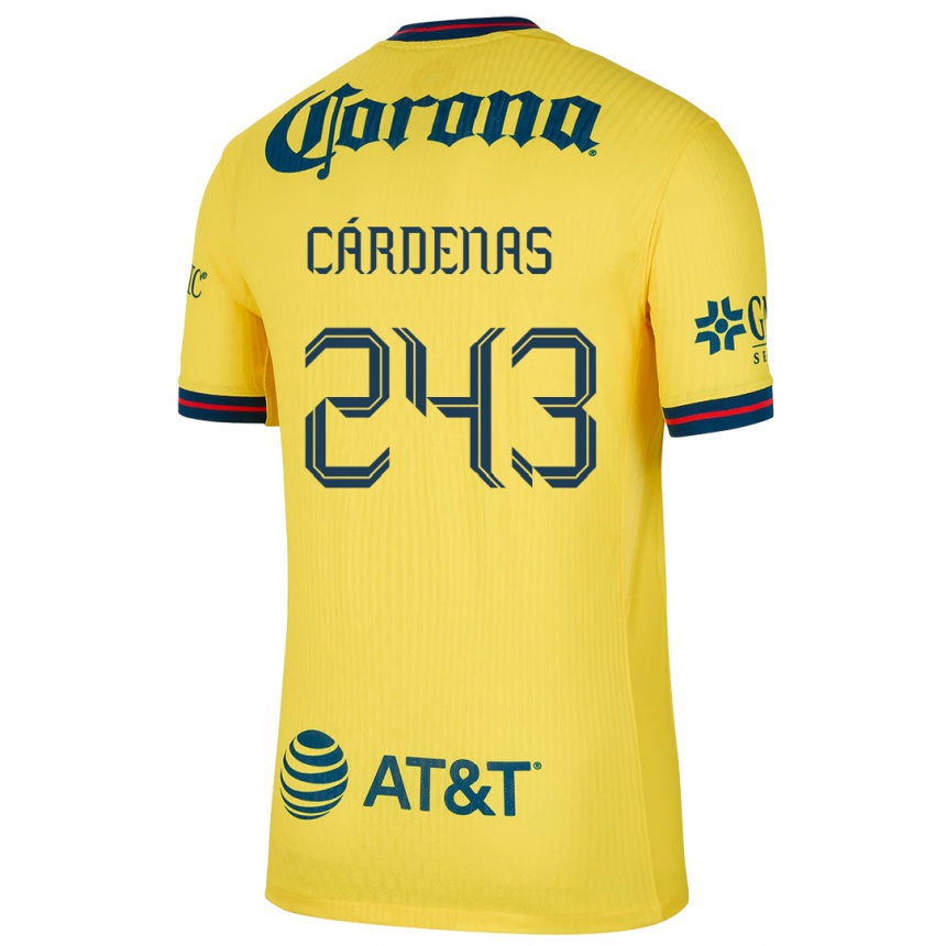 Vaikiškas Alejandro Cárdenas #243 Geltona Mėlyna Namų Marškinėliai 2024/25 T-Shirt