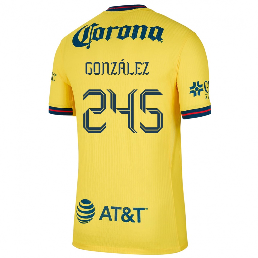 Vaikiškas Enrique González #245 Geltona Mėlyna Namų Marškinėliai 2024/25 T-Shirt