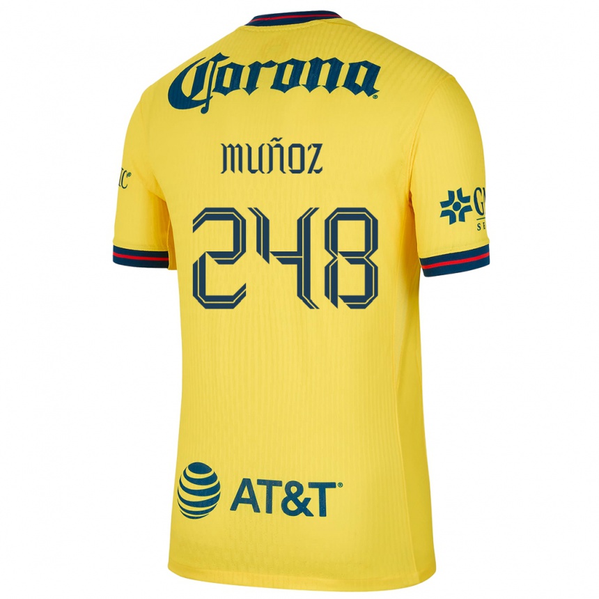 Vaikiškas Diego Muñoz #248 Geltona Mėlyna Namų Marškinėliai 2024/25 T-Shirt