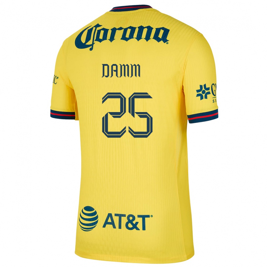 Vaikiškas Jurgen Damm #25 Geltona Mėlyna Namų Marškinėliai 2024/25 T-Shirt