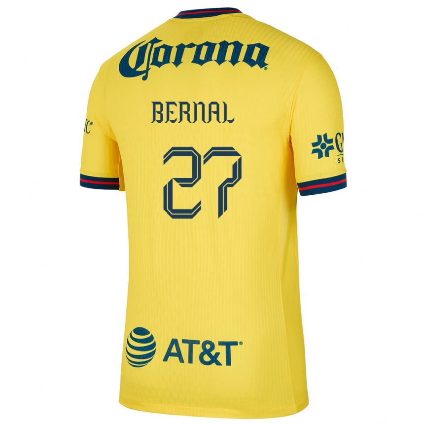 Vaikiškas Mayra Pelayo Bernal #27 Geltona Mėlyna Namų Marškinėliai 2024/25 T-Shirt