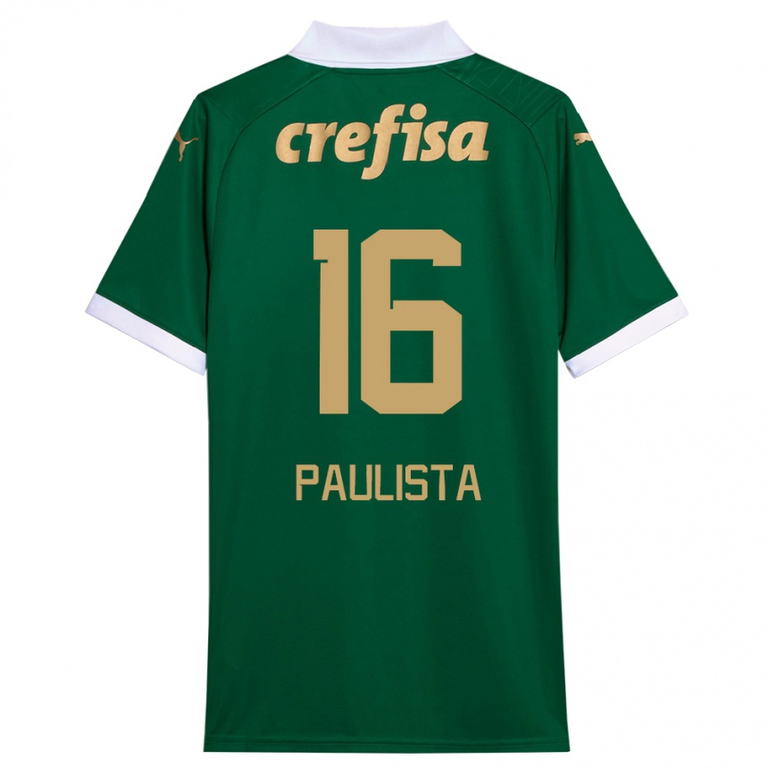 Vaikiškas Caio Paulista #16 Žalia Balta Namų Marškinėliai 2024/25 T-Shirt