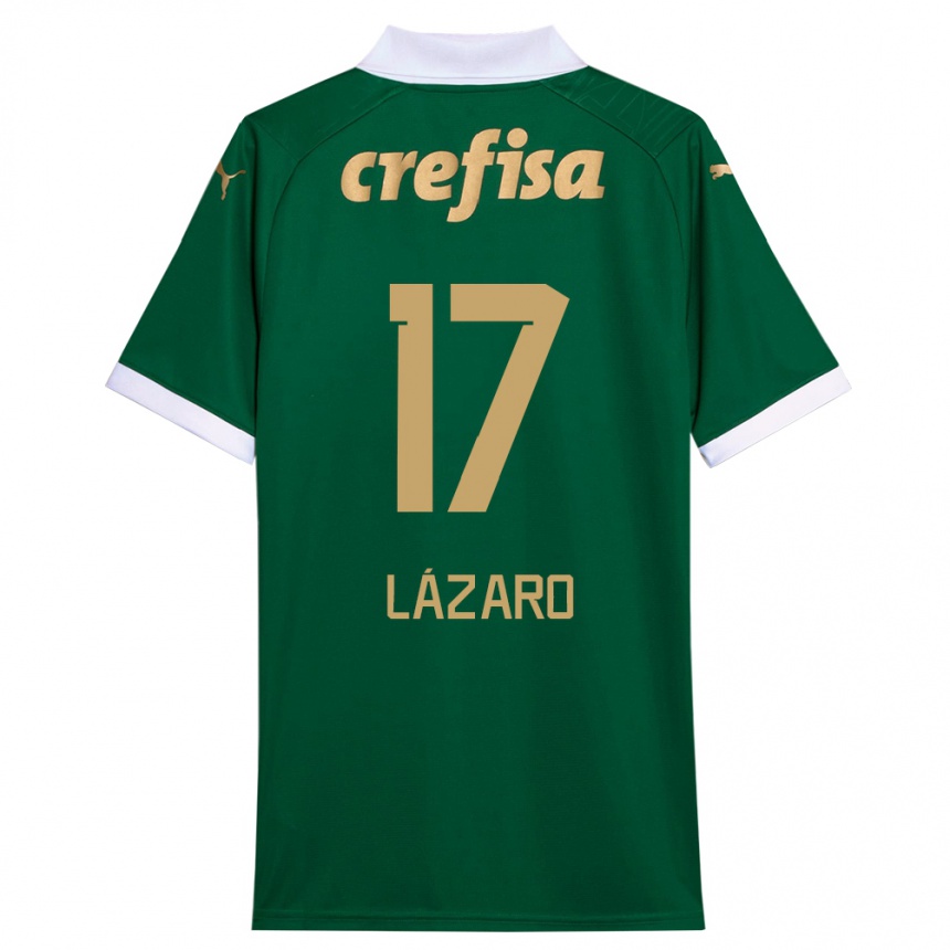 Vaikiškas Lázaro #17 Žalia Balta Namų Marškinėliai 2024/25 T-Shirt