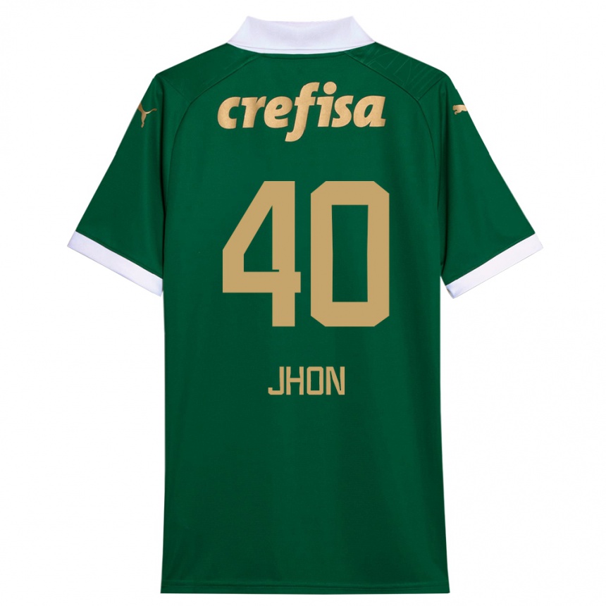 Vaikiškas Jhon Jhon #40 Žalia Balta Namų Marškinėliai 2024/25 T-Shirt