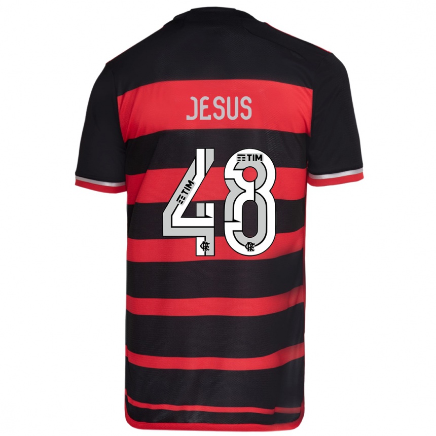 Vaikiškas Igor Jesus #48 Raudona Juoda Namų Marškinėliai 2024/25 T-Shirt