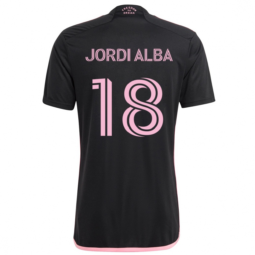 Vaikiškas Jordi Alba #18 Juoda Išvykos Marškinėliai 2024/25 T-Shirt