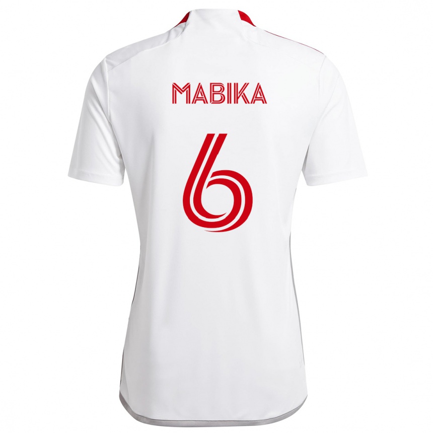 Vaikiškas Aimé Mabika #6 Balta Raudona Išvykos Marškinėliai 2024/25 T-Shirt