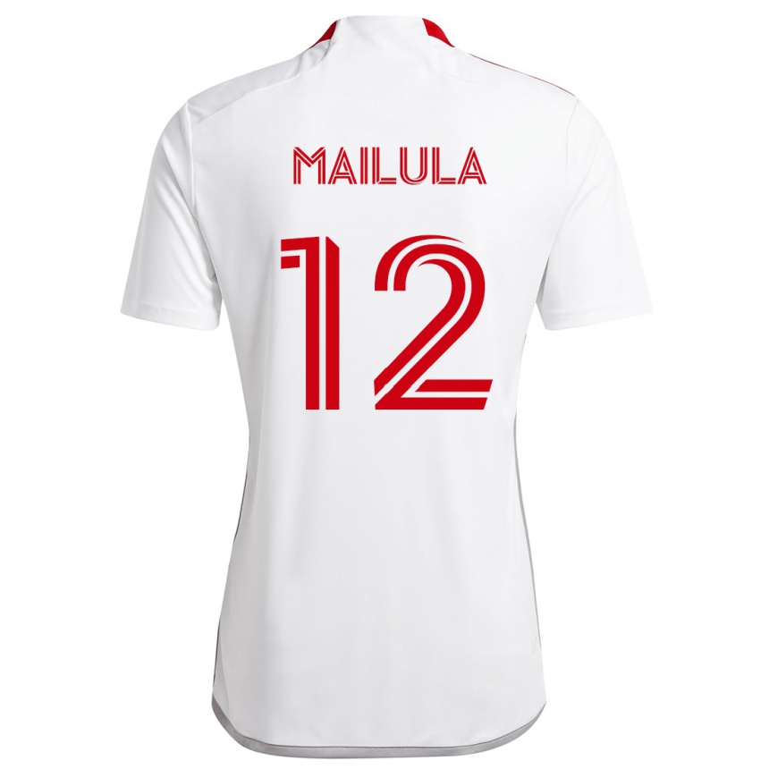 Vaikiškas Cassius Mailula #12 Balta Raudona Išvykos Marškinėliai 2024/25 T-Shirt