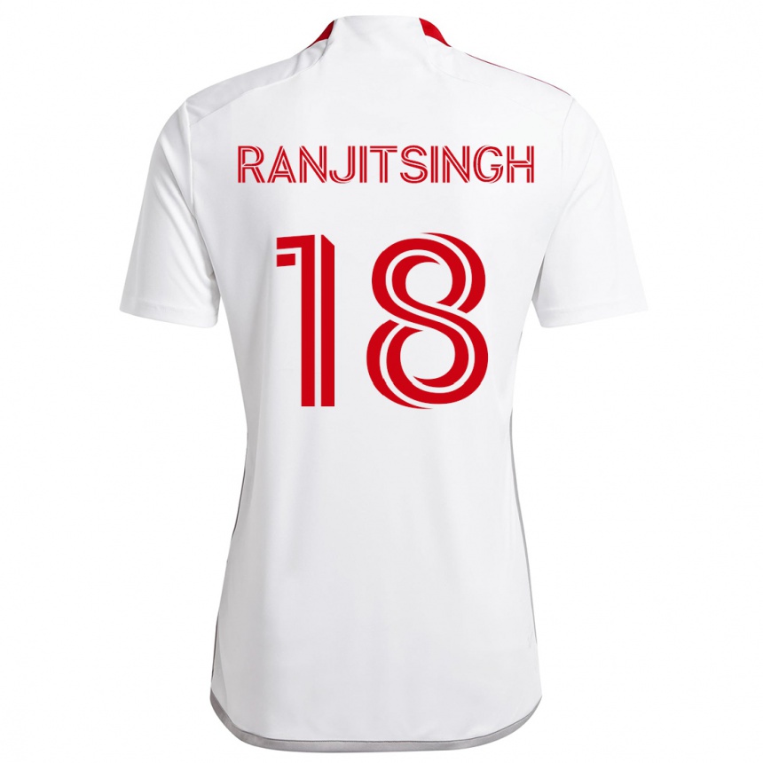 Vaikiškas Greg Ranjitsingh #18 Balta Raudona Išvykos Marškinėliai 2024/25 T-Shirt