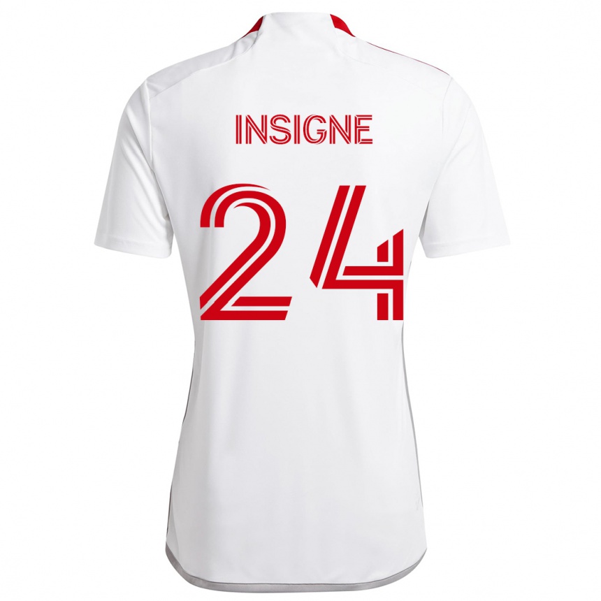 Vaikiškas Lorenzo Insigne #24 Balta Raudona Išvykos Marškinėliai 2024/25 T-Shirt