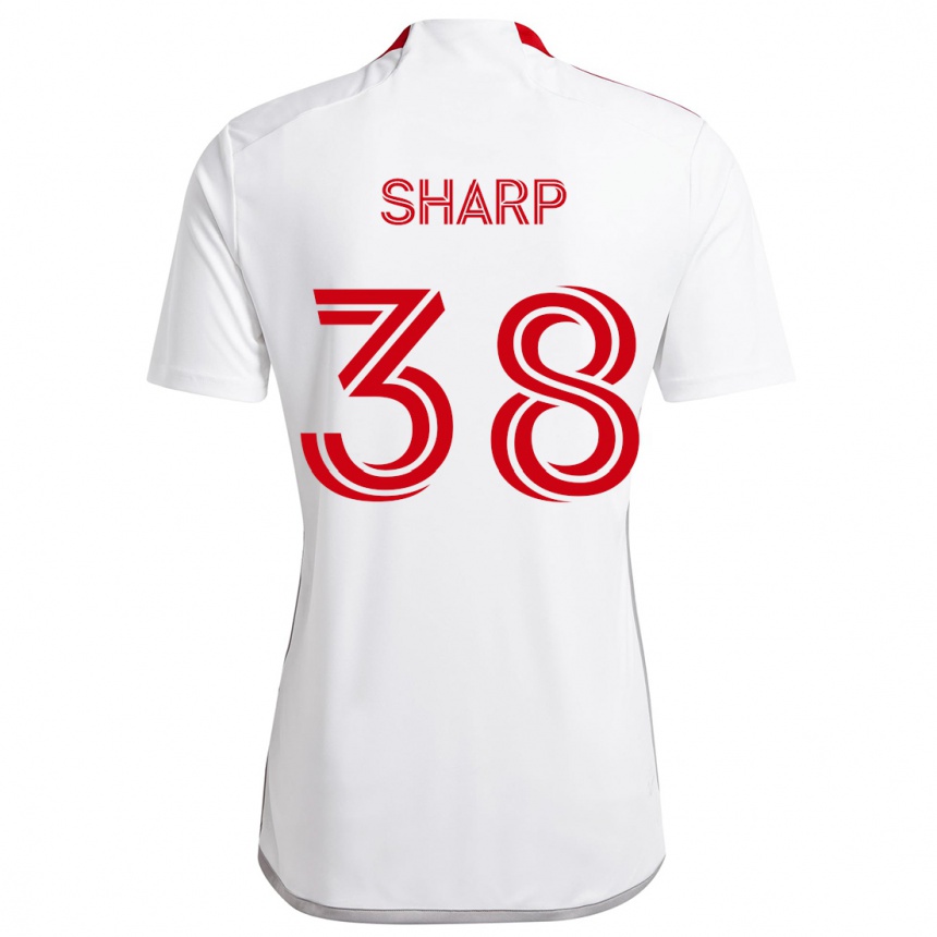 Vaikiškas Charlie Sharp #38 Balta Raudona Išvykos Marškinėliai 2024/25 T-Shirt