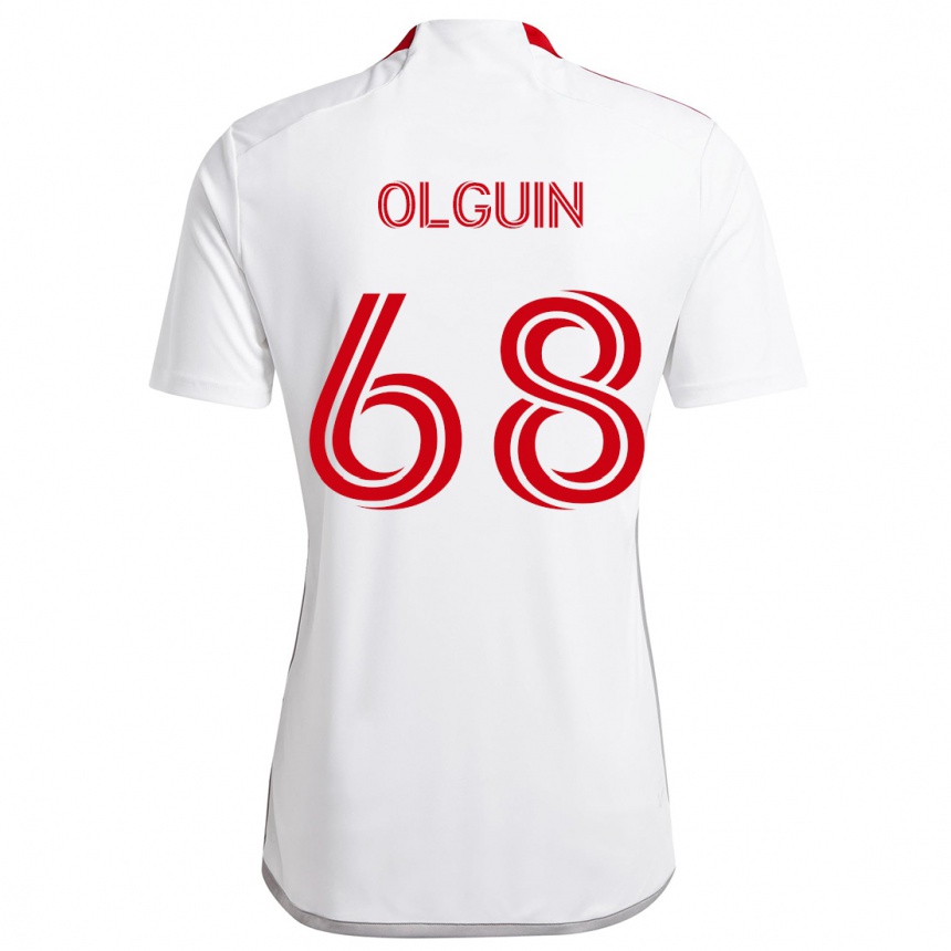 Vaikiškas Lucas Olguin #68 Balta Raudona Išvykos Marškinėliai 2024/25 T-Shirt