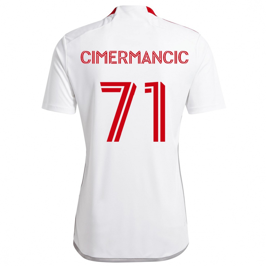 Vaikiškas Markus Cimermancic #71 Balta Raudona Išvykos Marškinėliai 2024/25 T-Shirt