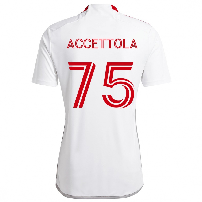 Vaikiškas Luca Accettola #75 Balta Raudona Išvykos Marškinėliai 2024/25 T-Shirt