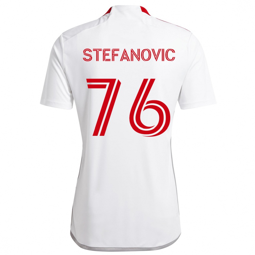 Vaikiškas Lazar Stefanovic #76 Balta Raudona Išvykos Marškinėliai 2024/25 T-Shirt